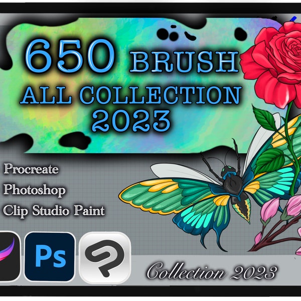 650 PINSEL und STEMPEL für Procreate / Photoshop / Clip Studio Paint (nur Kollektion 2023)