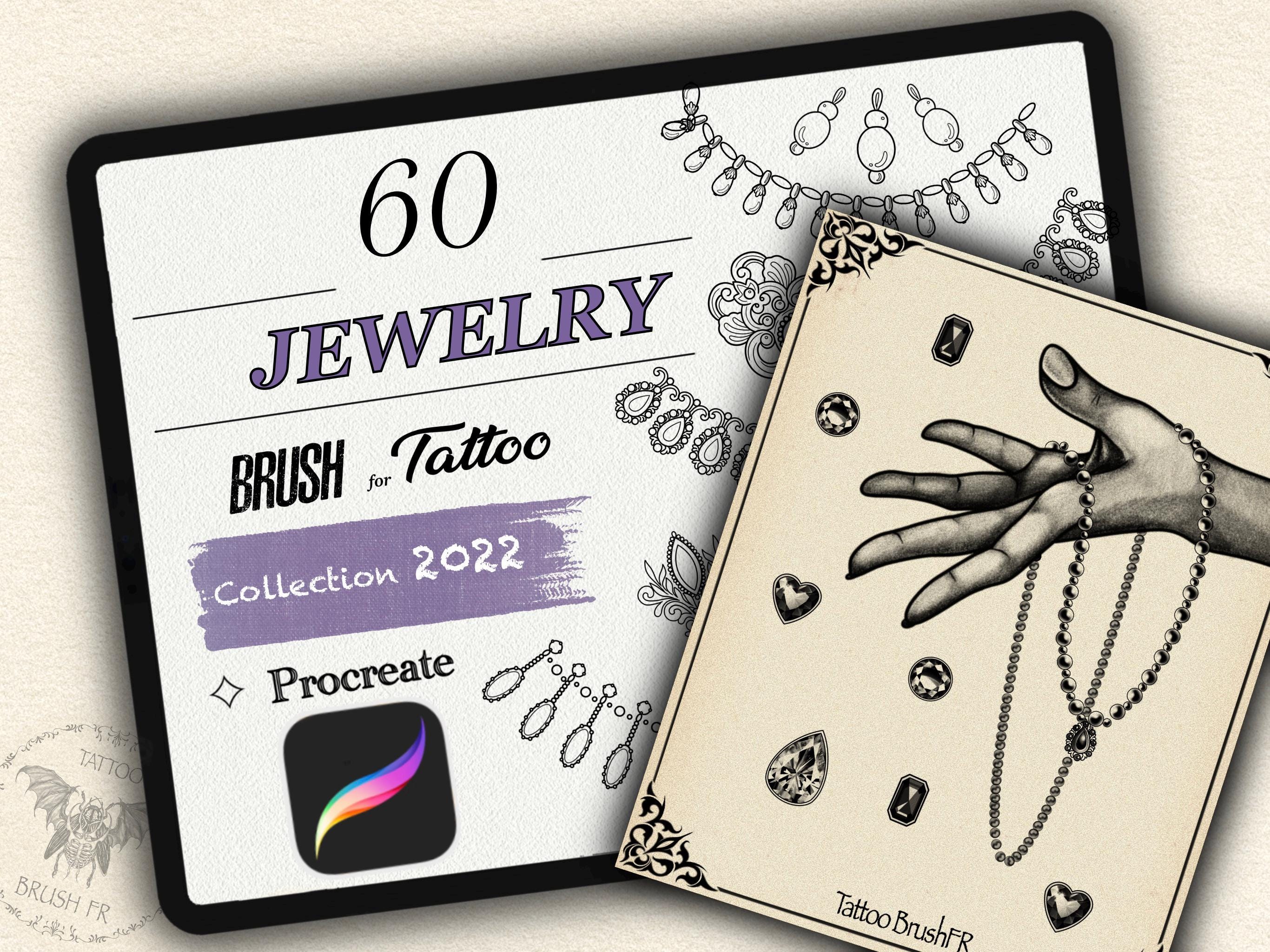 60 pinceles de Procreate con joyas – gemas, cadenas, piercings y acentos brillantes