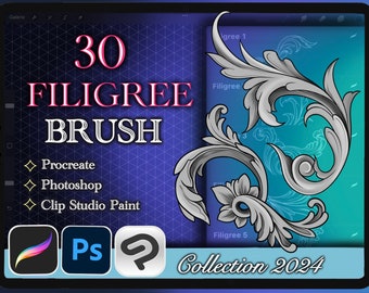 30 FILIGREE BRUSH for Procreate/ Photoshop / Clip Studio Paint (collection 2023)