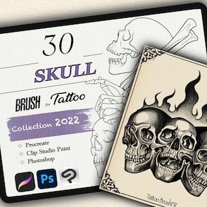 30 SKULL BRUSH for Procreate / Photoshop / Clip Studio Paint (2022 collection)