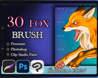 30 FOX BRUSH for Procreate / Clip Studio Paint / Photoshop (Collection 2024)