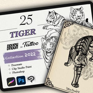 25 TIGER BRUSH for Procreate / Photoshop / Clip Studio Paint (2022 collection)