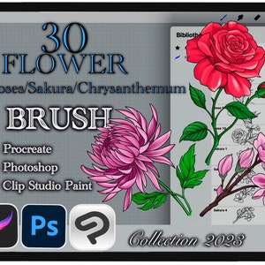 30 FLOWER BRUSH for Procreate / Clip Studio Paint / Photoshop (Collection 2023)