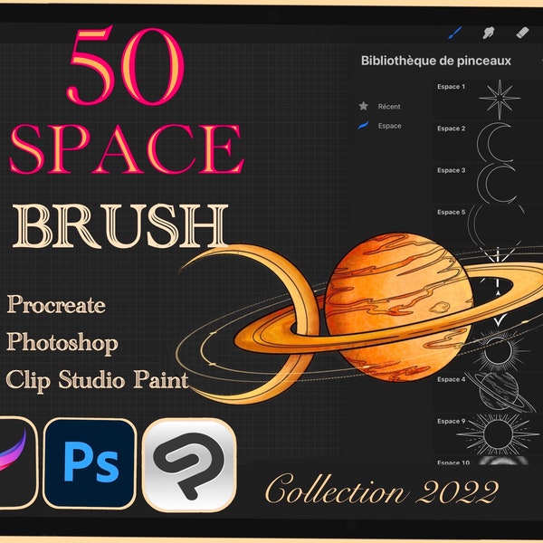 50 SPACE  BRUSH for Procreate / Photoshop / Clip Studio Paint (collection 2022)