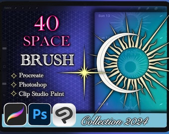 40 PINCELES ESPACIALES para Procreate / Photoshop / Clip Studio Paint (colección 2024)