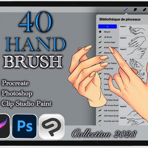 40 HANDBORSTEL voor Procreate / Photoshop / Clip Studio Paint