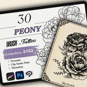 30 PEONY BRUSH for Procreate/ Photoshop /Clip Studio Paint (2022)
