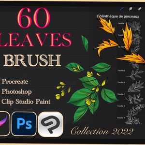 60 LEAVES BRUSH for Procreate / Photoshop / Clip Studio Paint (2022 collection)