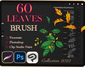 60 LEAVES BRUSH for Procreate / Photoshop / Clip Studio Paint (collection 2022)