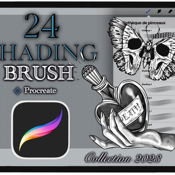 24 SHADING TATTOO PINSEL für Procreate (Kollektion 2023)