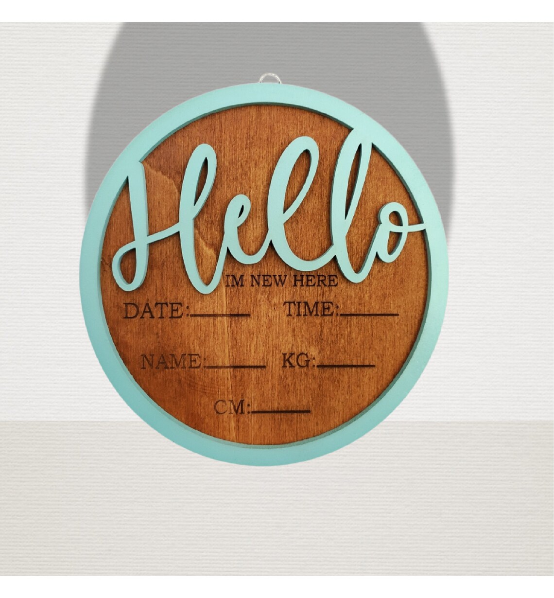Wooden Baby Announcement Sign, Hello World Sign | New Baby Arrival Sign ...
