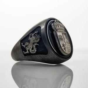 Family Crest Coat of Arms Signet Ring, Intaglio Ring, Custom Signet Ring, Crest Ring, Family Crest Signet Ring, Gemstone