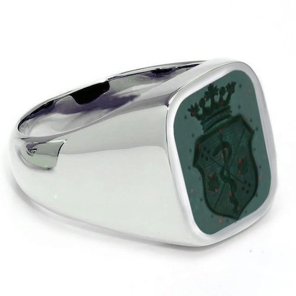 Coat of Arms Signet Ring, Family Crest Signet Ring, Intanglio Gemstone Family Crest Ring