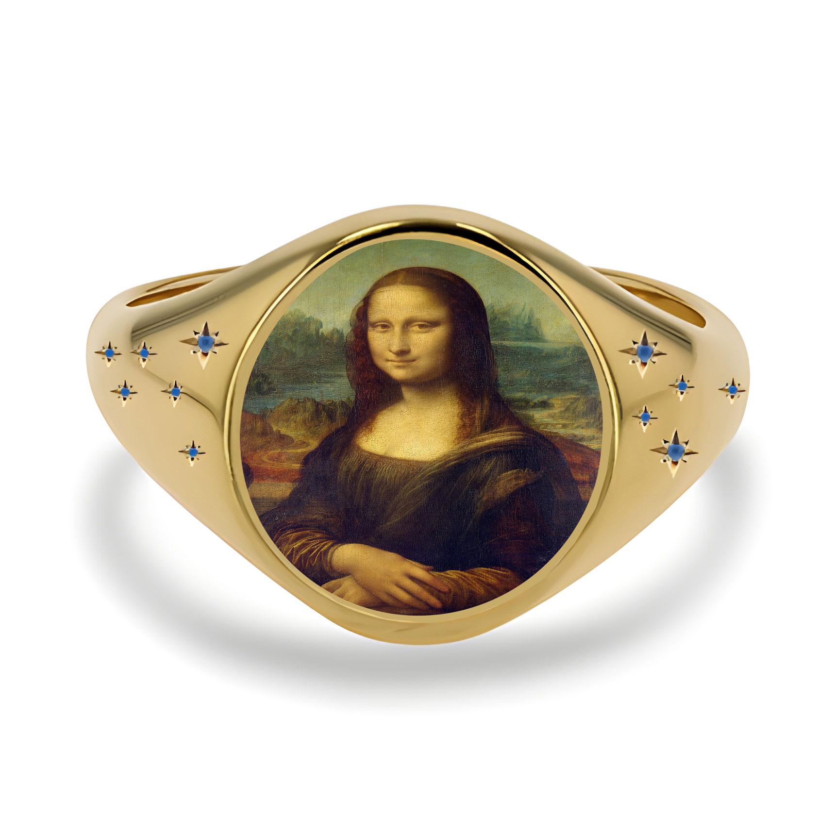 Handmade Enamel Art Signet Ring: Sterling Silver or Gold