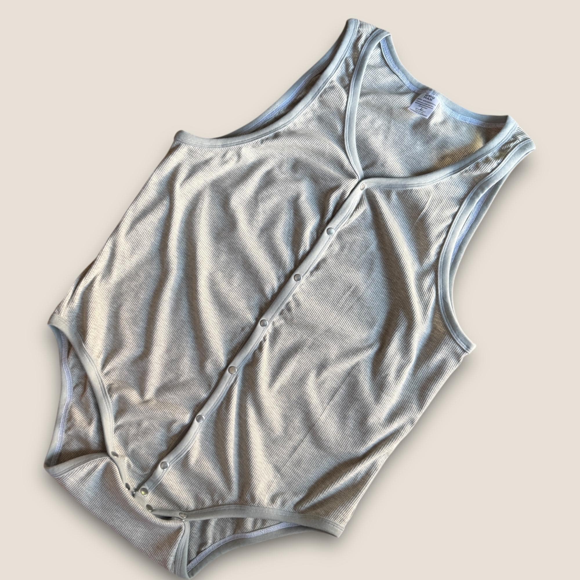 ADULT Body T-Shirt Shirt Rib Jersey with Snap Fasteners ABDL Diaper Body Training Pants Incontinence