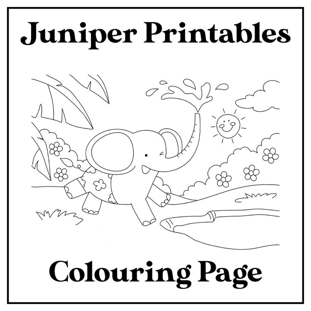 Children's Elephant Colouring Page - Etsy