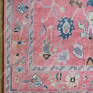 Chic! Modern Pink Oushak Rug 4x6, 5x8, 6x9, 8x10, 9x12, 10x14 Hand knotted Persian Rugs for Living Room - Handmade Rugs for Bedroom.