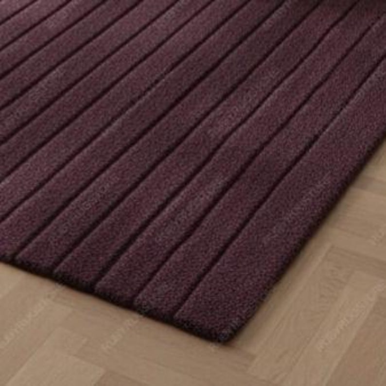 Plum Color Rugs Plum Purple Textured Area Rug – Modern Hand-tufted Ribbed Carpet | Soft ...