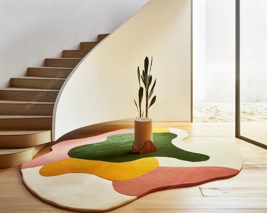 Modern Irregular Rug Hand Tufted Modern Rug Irregular Wool Area Rugs for Livingroom Bedroom ...