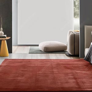 Hand Tufted Rug Solid Burnt Red Wool Area Rugs For Livingroom Bedroom Kitchen Nursery Entryway Office 5X8 6X9 8X10 9X12 10X14 Custom Rug.
