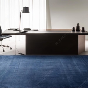 Hand Tufted Rug Solid Blue Wool Area Rugs For Livingroom Bedroom Kitchen Nursery Entryway Office 5X8 6X9 8X10 9X12 10X14 Custom Rug.