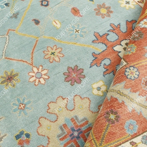 M. Blue- Rust Modern Oushak Hand Knotted Rug 4x6, 5x8, 6x9, 8x10, 9x12, 10x14 ft Handmade Rugs for Living Room - Antique Ethnic rug.