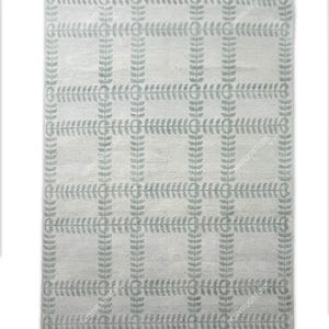 Modern Turkish Green with cream Oushak Made to Order (In Any Size!) Geometric Knotted Modern Oushak rug/ large area/sage/muted oushak rug.