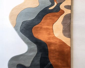 Modern Abstract Irregular Shape Soft Wool Handmade Area Rug for Home, Office, Living Room, Kids Room 4*6, 5*8, 6*9, 8*10, 9*12ft.