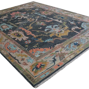 Blue Ivory Pink Exquisite Oushak style Hand Knotted Rug 4x6, 5x8, 6x9, 8x10, 9x12, 10x14 ft Contemporary Handmade Rugs for Living Room