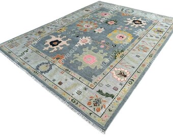 Grey Modern Oushak Hand Knotted Rug 4x6, 5x8, 6x9, 8x10, 9x12, 10x14 ft Handmade Rugs for Living Room - Antique Contemporary rug.