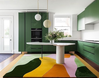 Hand Tufted Modern Rug Wool Area Colorful Rugs For Livingroom Bedroom Kitchen Nursery Entryway Office 5X8 6X9 8X10 9X12 10X14 Custom Rug.