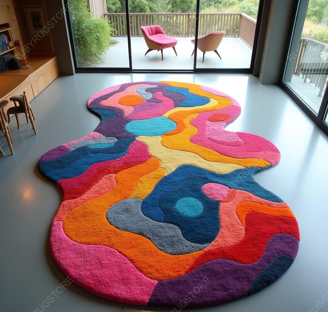 Irregular Shape Abstract Design Hand Tufted Rugs for Living Room, Bed ...