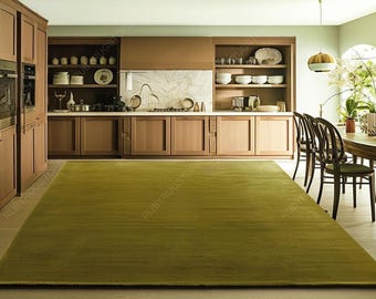 Hand Tufted Rug Solid NK MILANO GREEN Wool Area Rug For Livingroom Bedroom Kitchen Nursery Entryway Office 5X8 8X10 9X12 10X14 Custom Rug.