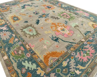 9x12 ft Turkish Inspired Oushak Hand Knotted, Handmade Rugs for Living Room -  Antique Contemporary rug.