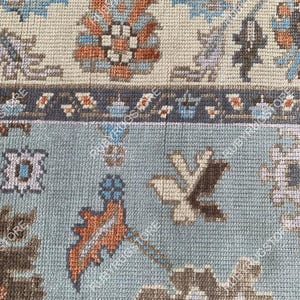 Aqua Blue Oushak Hand Knotted Rug 4x6, 5x8, 6x9, 8x10, 9x12, 10x14 ft Handmade Rugs for Living Room - Antique Ethnic rug for home decor.