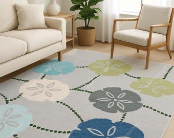 Alfombra moderna floral de 8x10 pulgadas, hecha a mano, de lana con estampado floral multicolor, fondo gris, para decoración de sala de estar y habitación infantil.