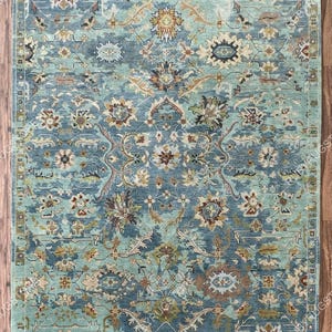 Exquisite Modern Blue Hand Knotted Rug 8x10, 9x12, 10x14 ft Handmade Rugs for Living Room - Antique Contemporary rug.