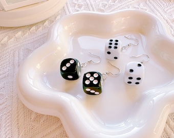 Black And White Dice Dangle Earrings,Dice Mini Earrings,Fun And Funky Earrings,Novelty Earrings,Quirky Jewelry,Casino Diamonds Die Games