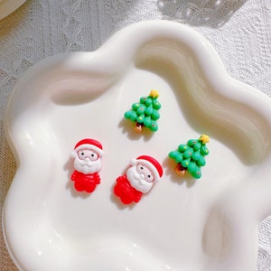 Clip-On Christmas Earrings,SANTA Earrings,Christmas Tree Earrings,Girl Clip-On Earrings,Earrings For Non Pierced Ears,Christmas Santa Gift