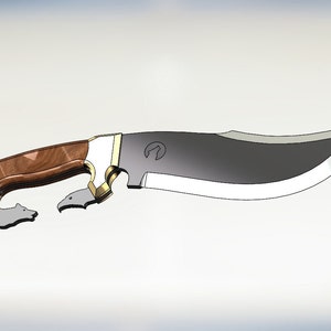 Special Design Hunter Knife | An Excellent Choice for Table and Wall Decoration | Unique Eagle and Wolf Head Figured Design | 3D CAD Model