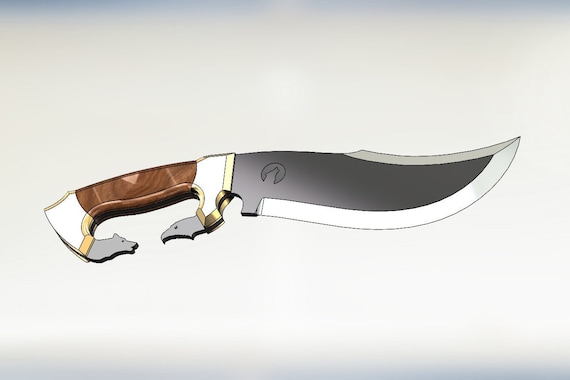 Special Design Hunter Knife | An Excellent Choice for Table and Wall Decoration | Unique Eagle and Wolf Head Figured Design | 3D CAD Model