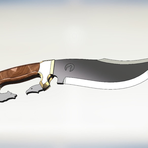 Special Design Hunter Knife | An Excellent Choice for Table and Wall Decoration | Unique Eagle and Wolf Head Figured Design | 3D CAD Model