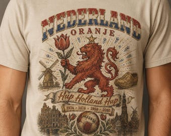 Vintage Soccer Shirt Netherlands Oranje, Cotton Dutch Lion Tee for World Cup 2026