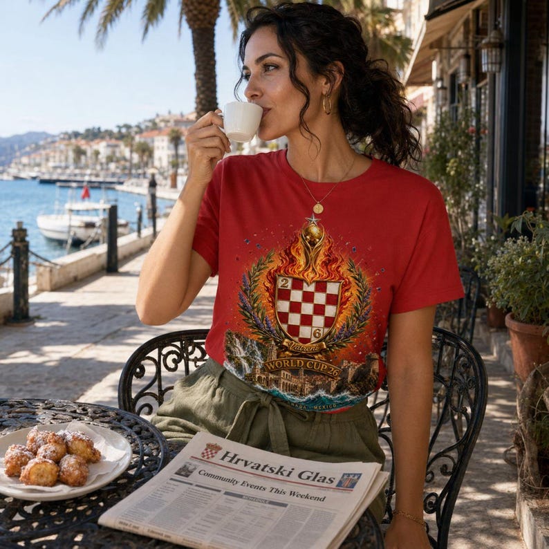 Croacia Camiseta Futbol, Mundial 2026 Cuadros, Rojo Blanco Tee imagen 5