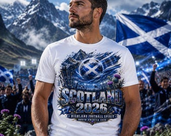 Scotland Soccer Shirt, World Cup 2026 Tartan Army Tee, Saltire Thistle