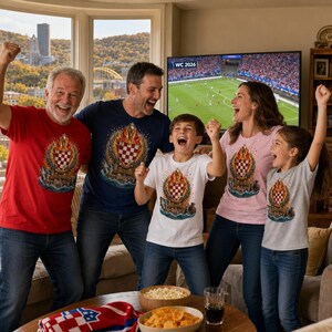 Croacia Camiseta Futbol, Mundial 2026 Cuadros, Rojo Blanco Tee imagen 3