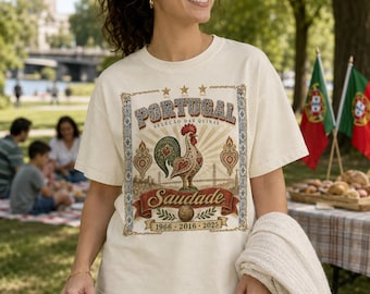 Vintage Portugal Fußballtrikot: Saudade Galo Barcelos Heritage Retro T-Shirt