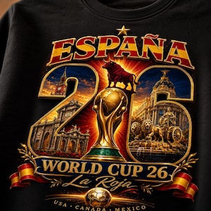 Spain Soccer Shirt, World Cup 2026 La Furia Tee, Madrid Game Day Top