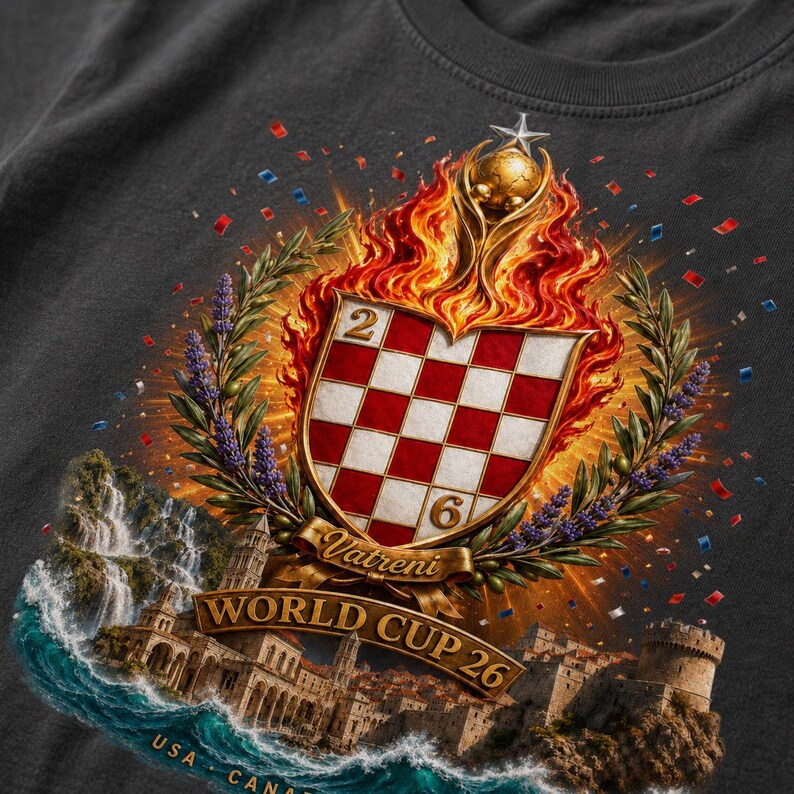 Croacia Camiseta Futbol, Mundial 2026 Cuadros, Rojo Blanco Tee imagen 7