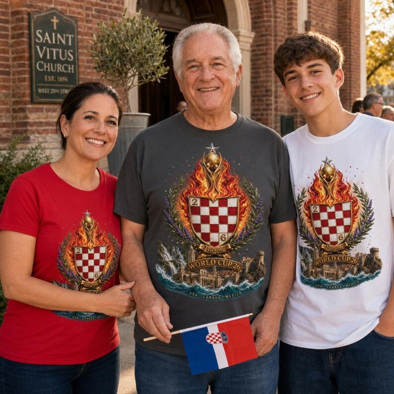 Croacia Camiseta Futbol, Mundial 2026 Cuadros, Rojo Blanco Tee imagen 2